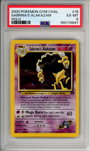 Pokemon Graded: Sabrina's Alakazam- Holo #16 PSA 6