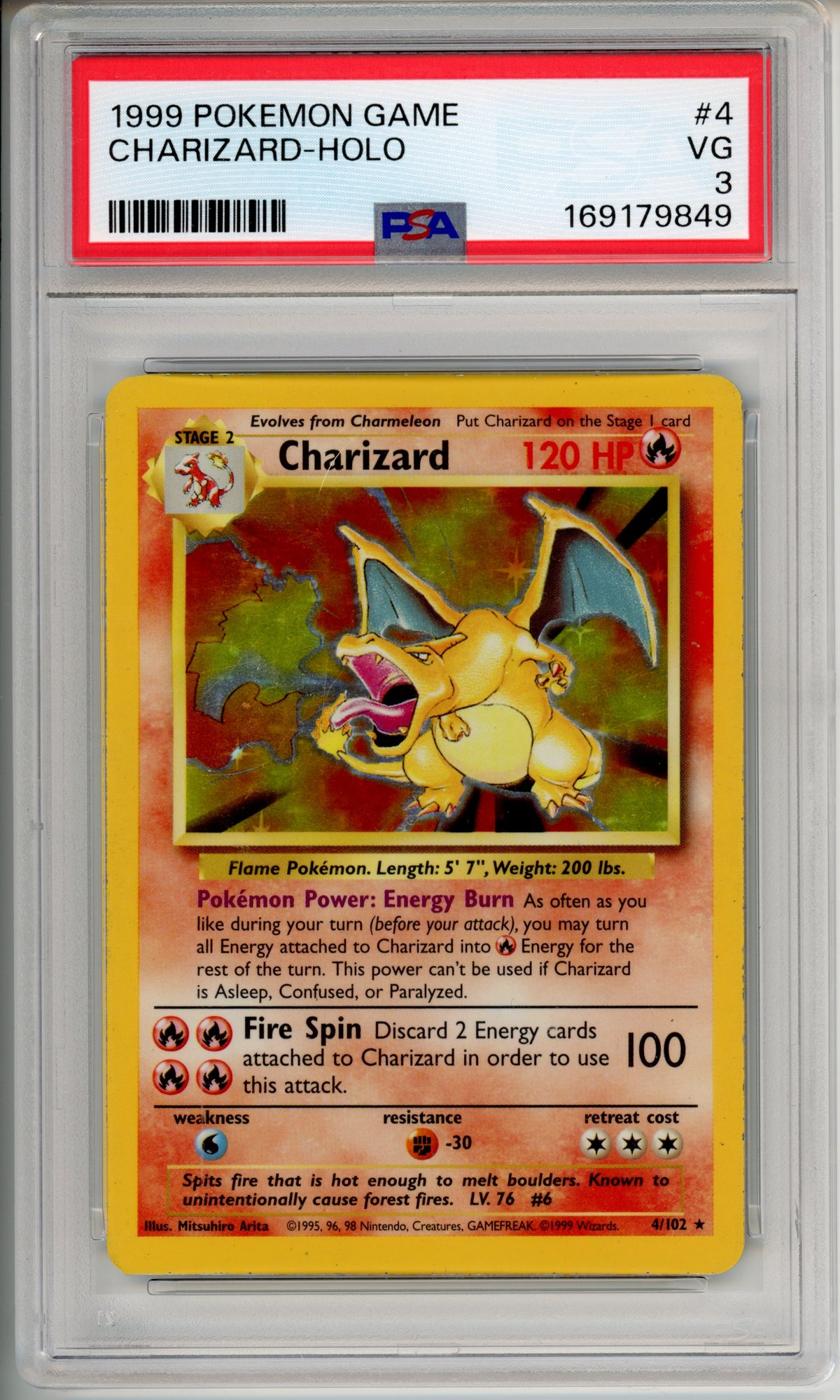 Pokemon Graded: Charizard - Holo (1999) #4 PSA 3