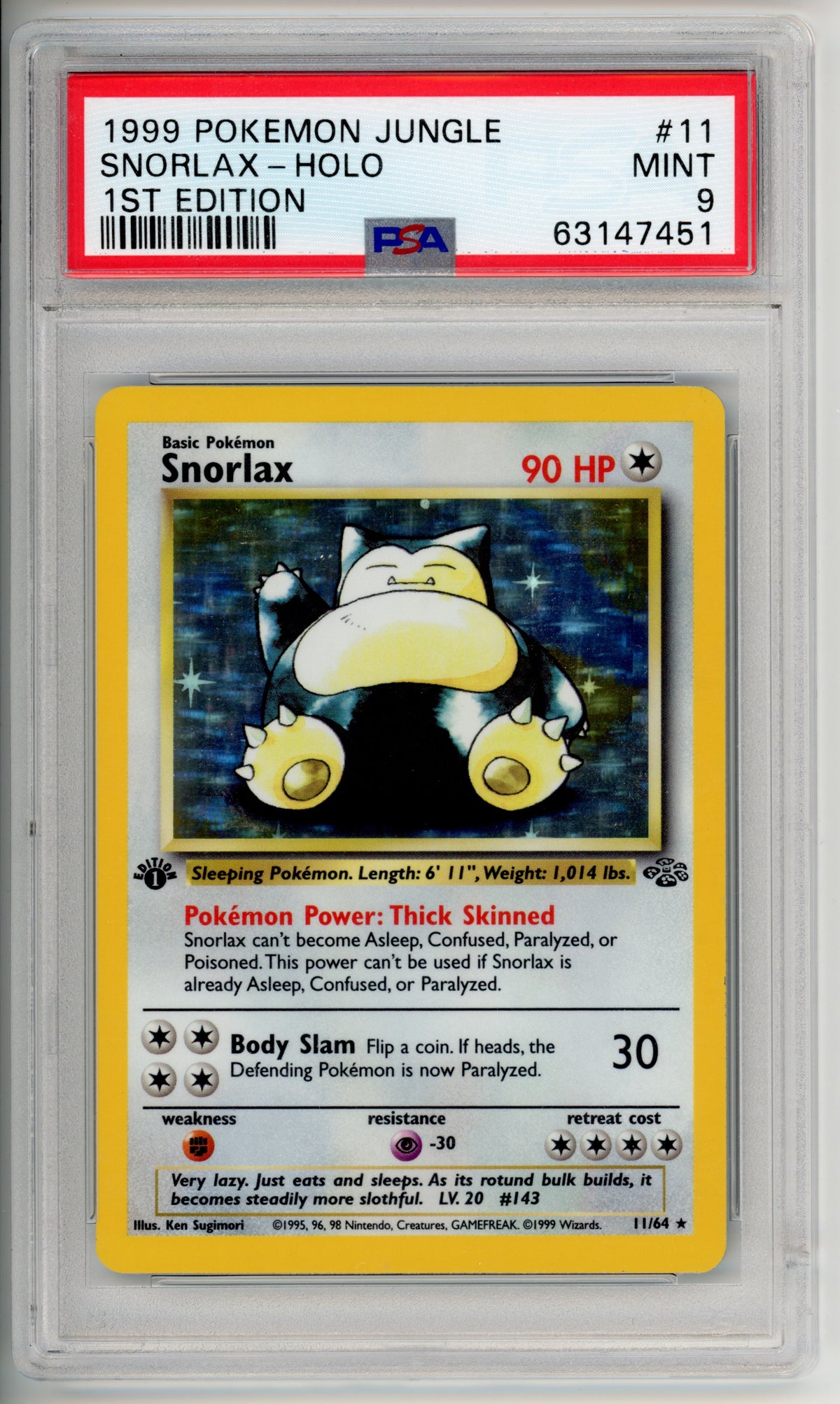 Pokemon Graded: Snorlax 1st Ed. Jungle Holo PSA 9