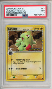 Pokemon Graded: Larvitar Rev Foil (2006) Dragon Frontiers Stamped PSA 7
