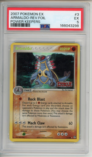 Pokemon Graded: Armaldo Rev Foil Power Keepers Stamped PSA 5