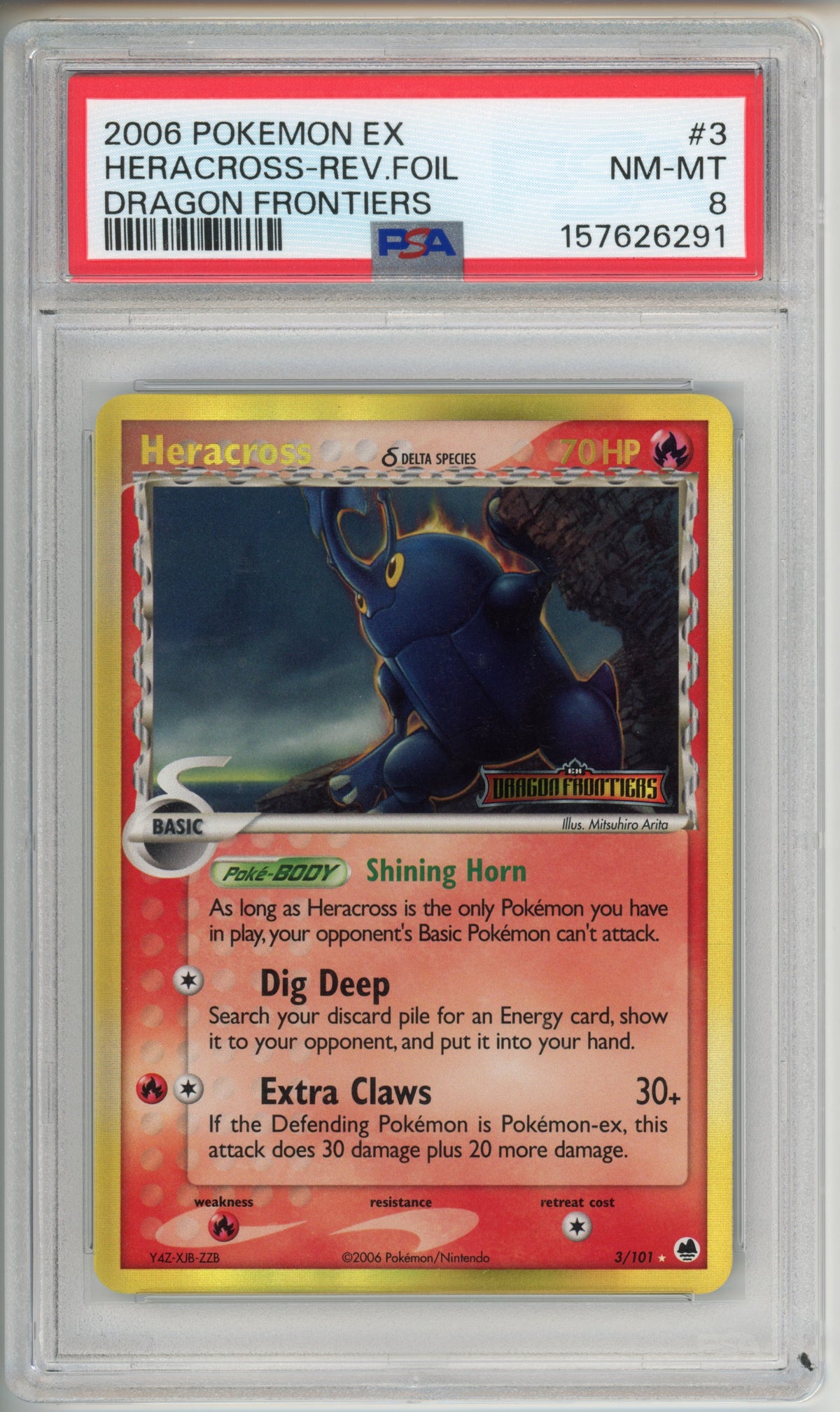 Pokemon Graded: Heracross Rev Foil (2006) #3/101 PSA 8