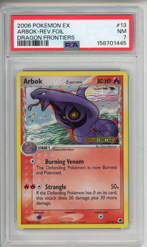 Pokemon Graded: Arbok Rev Foil Dragon Frontiers Stamped PSA 7