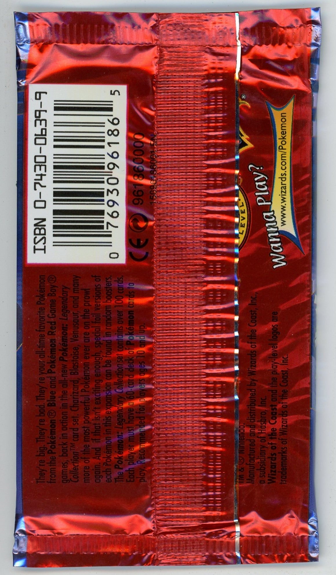 Pokemon: Legendary Collection Sealed Booster Pack (Venusaur, Charizard, and Blastoise Art)