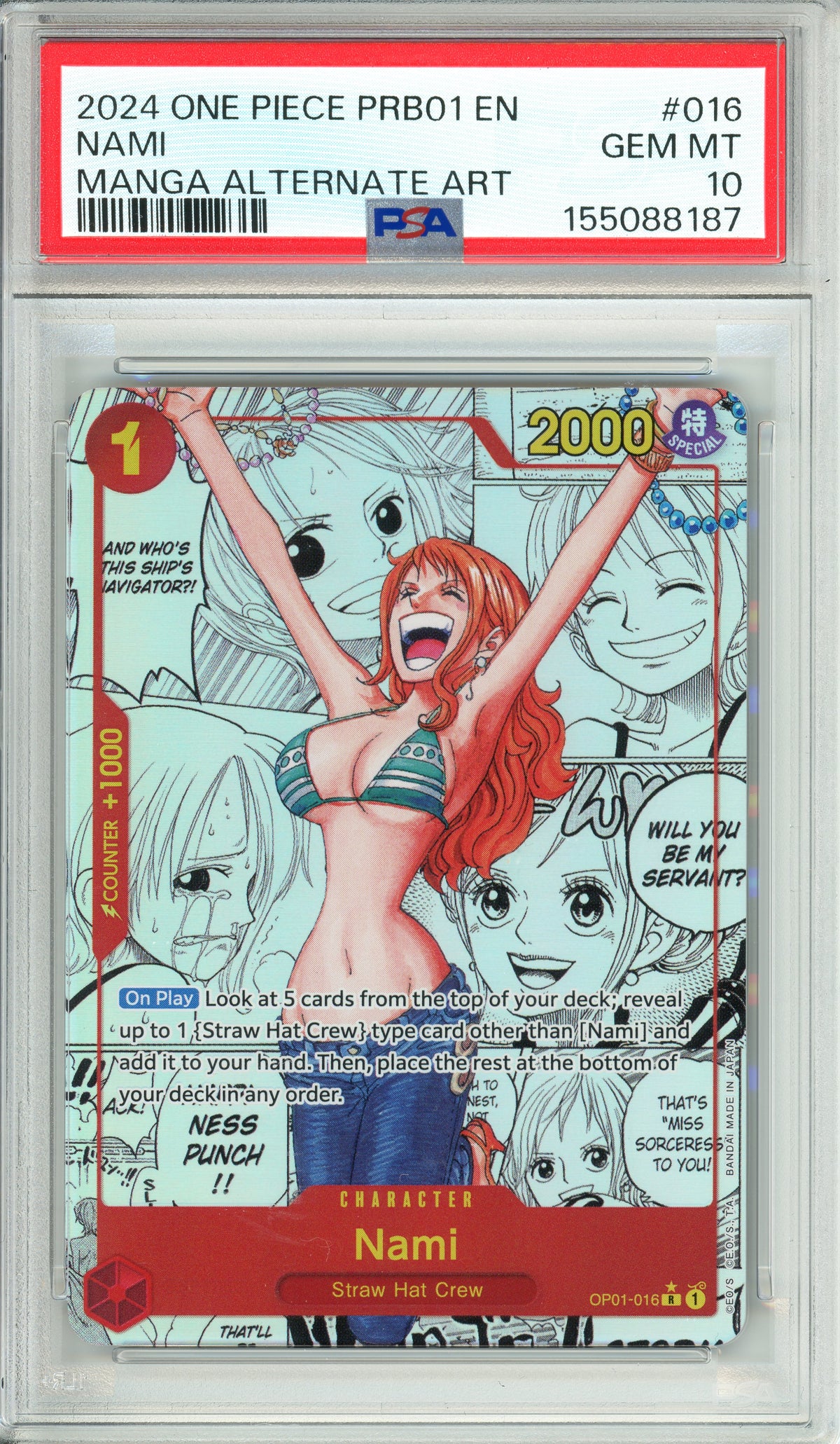 One Piece Graded: Nami Manga Alt Art OP01-016 Premium Booster The Best PSA 10