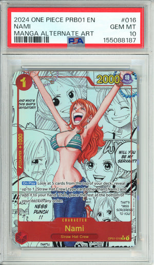 One Piece Graded: Nami Manga Alt Art OP01-016 Premium Booster The Best PSA 10