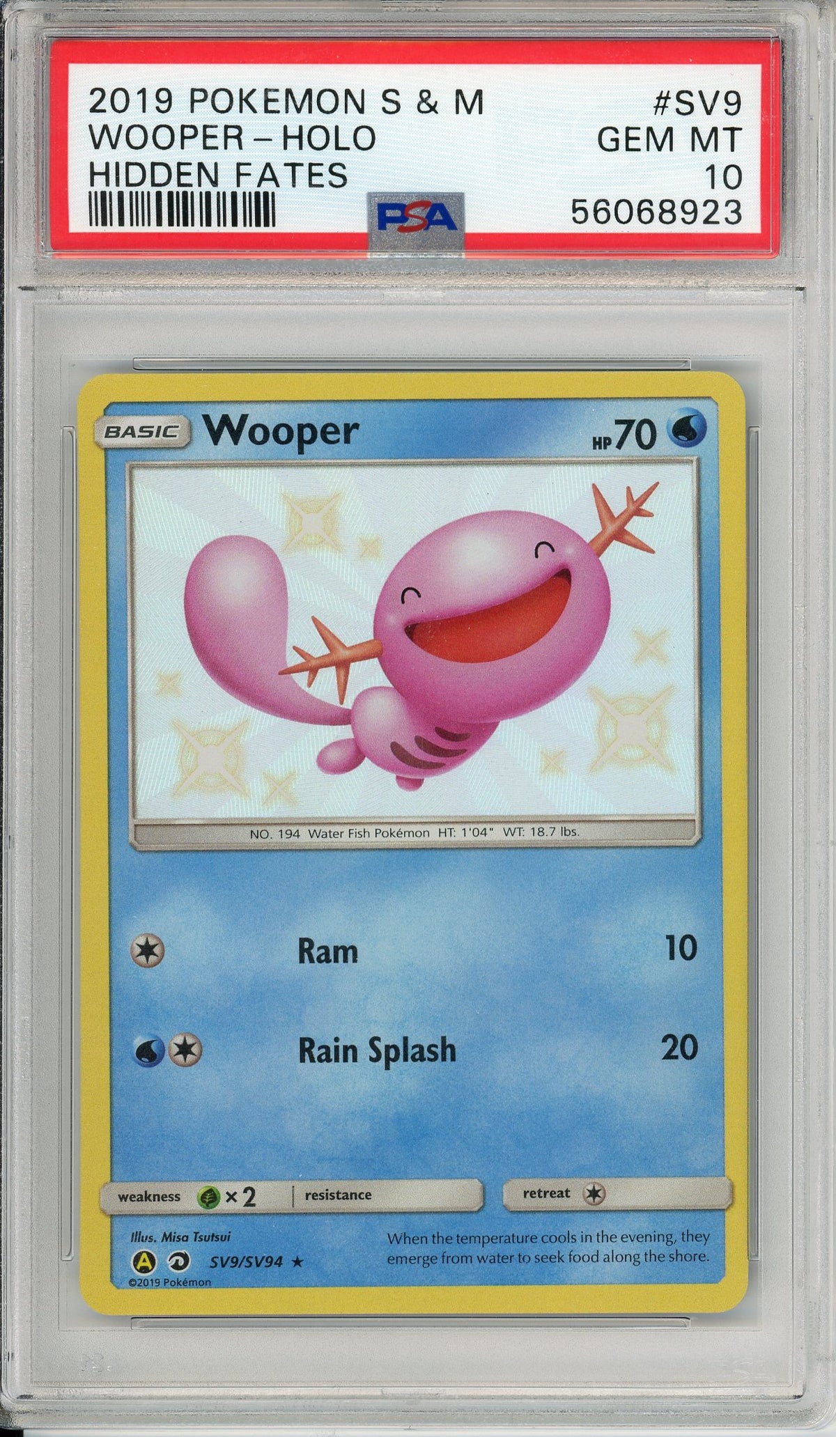 Pokemon Graded: Wooper SV9/SV94 Hidden Fates (2019) Shiny Holo PSA 10