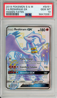Pokemon Graded: Reshiram GX SV51/SV94 Hidden Fates (2019) Full Art Holo PSA 10