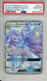 Pokemon Graded: Alolan Ninetales GX SV53/SV94 Hidden Fates (2019) Full Art Holo PSA 10