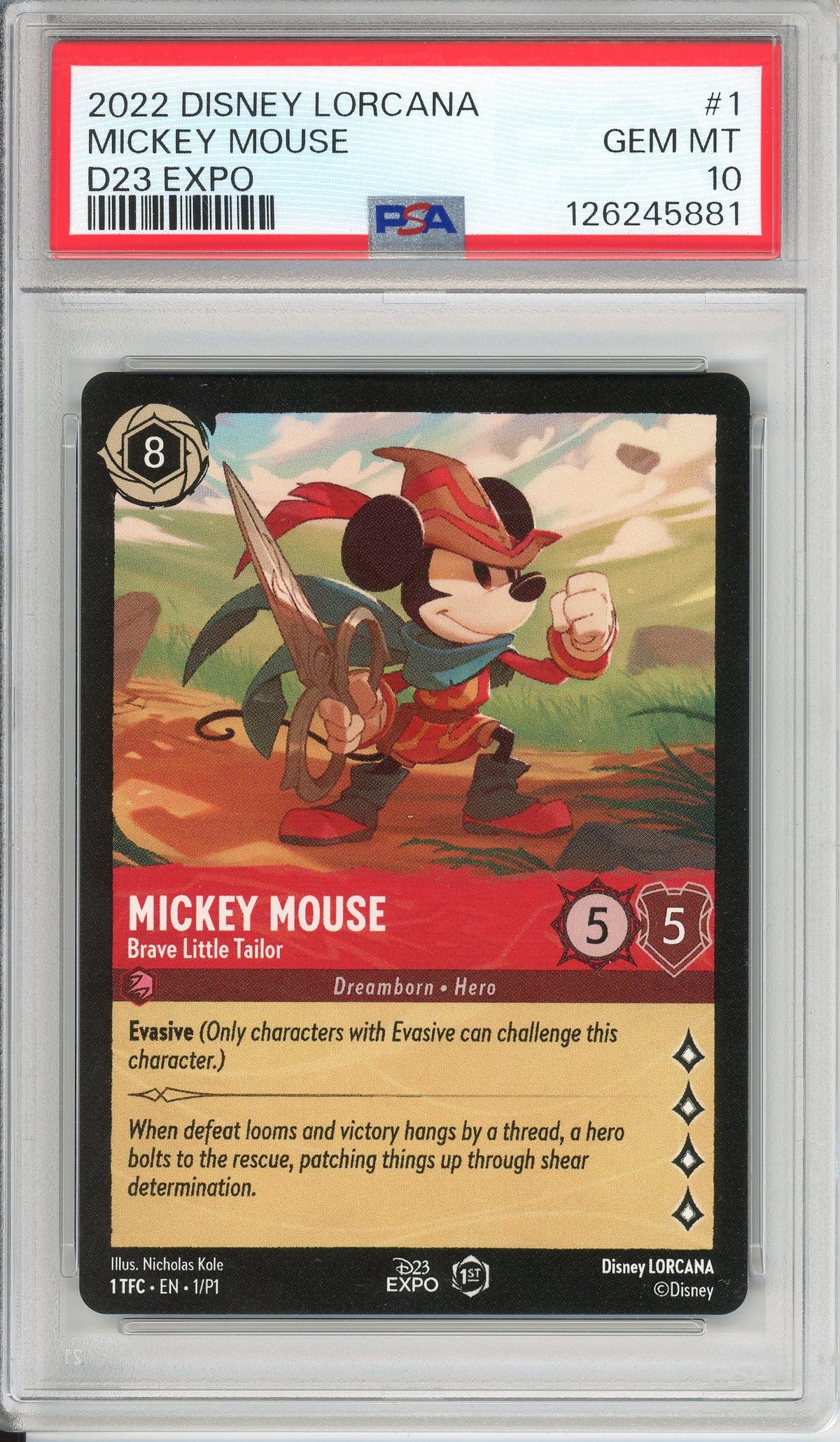Lorcana Graded: Mickey Mouse Brave Little Tailor #1 D23 Expo Promo (2022) PSA 10