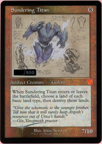 MTG Single: Sundering Titan Serialized 7/10 Brother's War Retro Artifacts NM