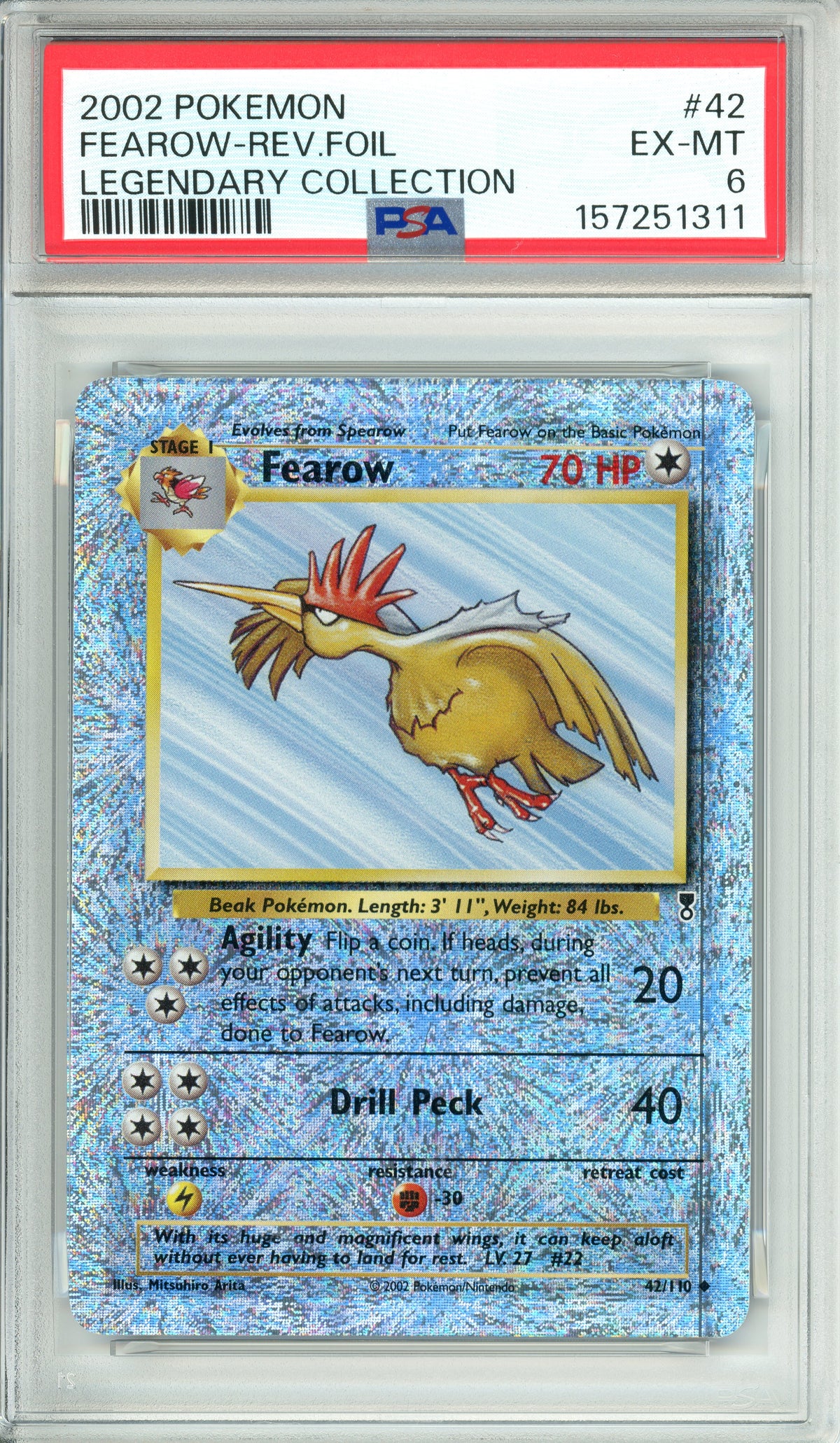 Pokemon Graded: Fearow 42/110 Legendary Collection (2002) Rev Foil PSA 6