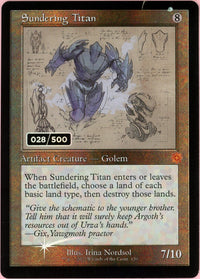 MTG Single: Sundering Titan Serialized 7/10 Brother's War Retro Artifacts MP