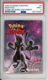 Pokemon Graded: Mewtwo #8 Danone Stadium (2000) Missing Foil Error PSA 9