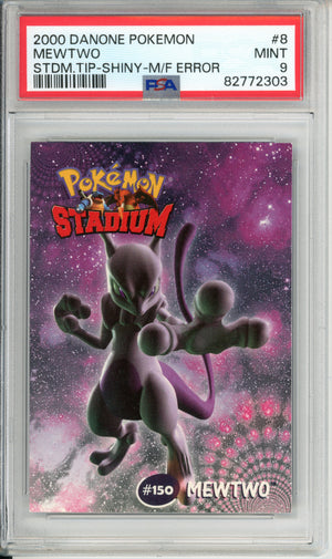 Pokemon Graded: Mewtwo #8 Danone Stadium (2000) Missing Foil Error PSA 9