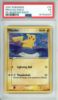Pokemon Graded: Pikachu 12/17 Pop Series 5 (2007) Inverted Back PSA 5