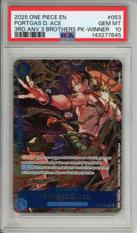 One Piece Graded: Portgas D. Ace OP07-053 3rd Anniversary Winner Foil PSA 10