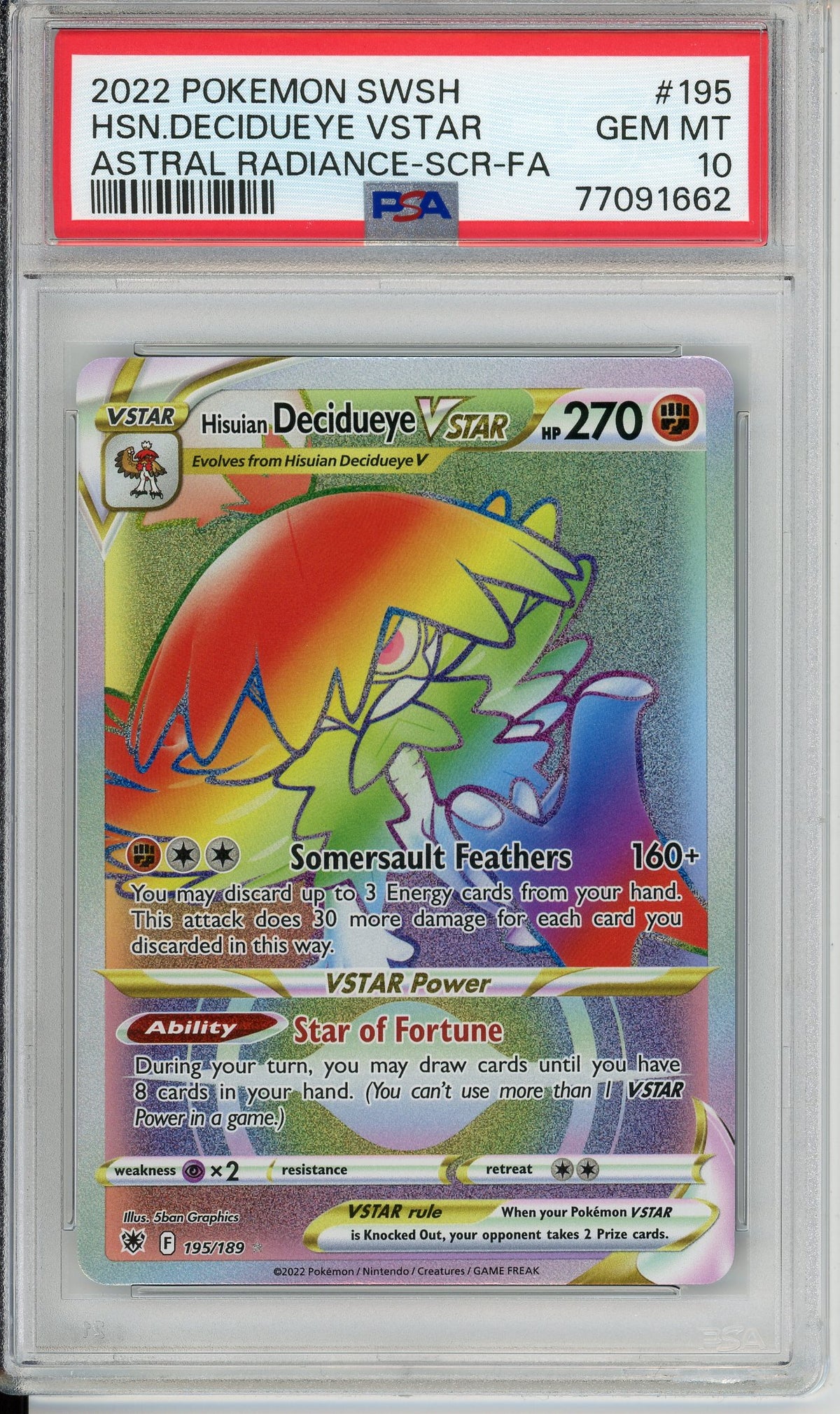 Pokemon Graded: Hisuian Decidueye VSTAR PSA 10