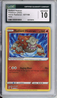 Pokemon Graded: Radiant Heatran 27/189 Astral Radiance (2022) Radiant Holo CGC 10