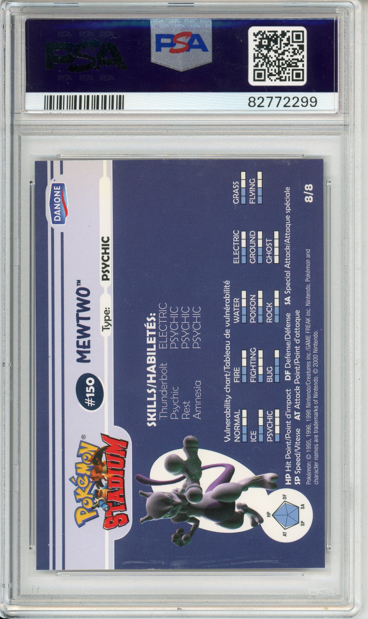Pokemon Graded: Mewtwo #8 Danone Stadium (2000) Shiny PSA 9