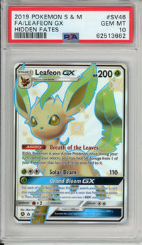 Pokemon Graded: Leafeon GX SV46/SV94 Hidden Fates (2019) Full Art Holo PSA 10