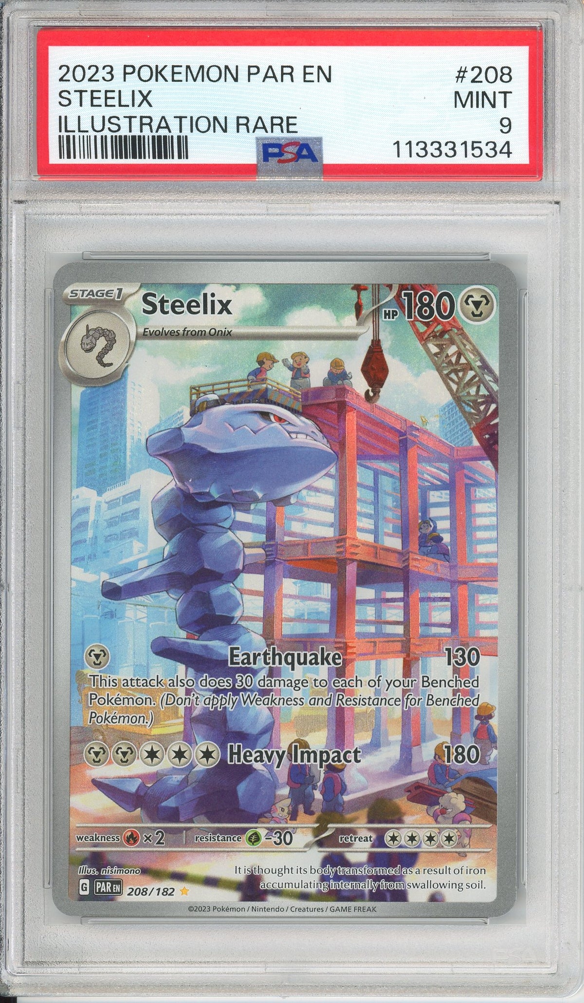 Pokemon Graded: Steelix 208/182 Paradox Rift (2023) IR Holo PSA 9