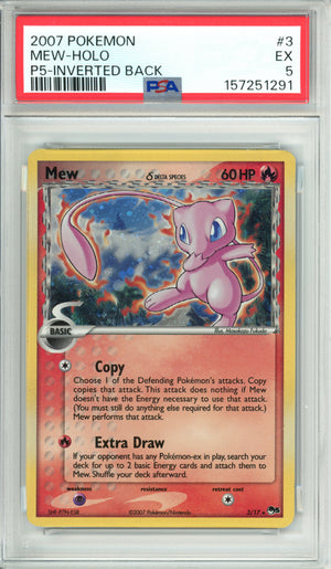 Pokemon Graded: Mew 3/17 POP Series 5 (2007) Inverted Back PSA 5