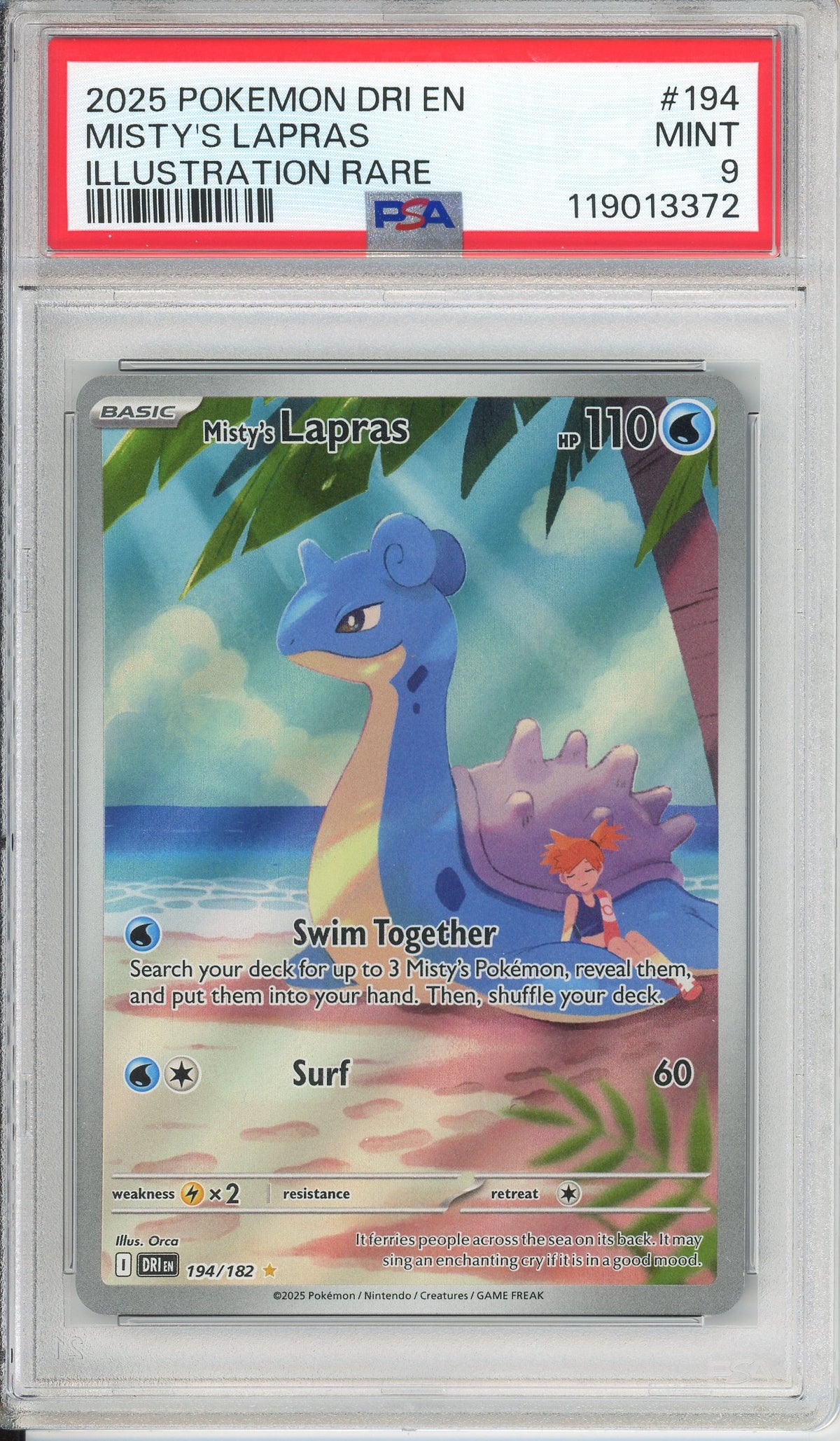 Pokemon Graded: Misty's Lapras 194/182 Destined Rivals (2025) IR Holo PSA 9
