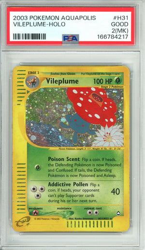 Pokemon Graded: Vileplume H31/H32 Aquapolis (2003) Holo PSA 2