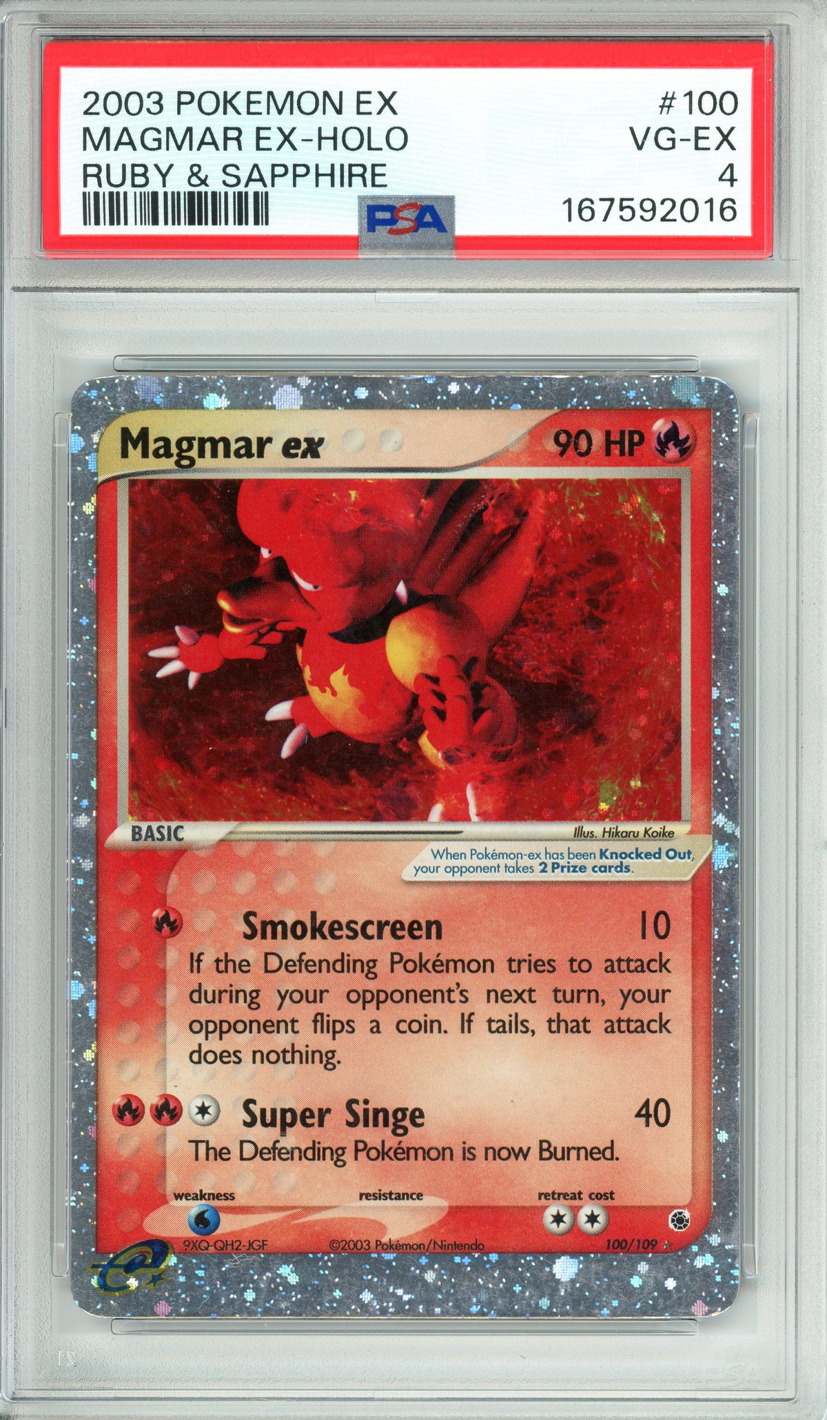 Pokemon Graded: Magmar ex 100/109 Ruby & Saphire (2003) Holo PSA 4
