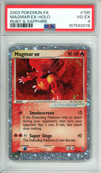 Pokemon Graded: Magmar ex 100/109 Ruby & Saphire (2003) Holo PSA 4