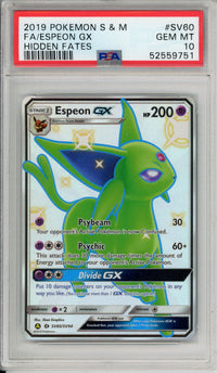 Pokemon Graded: Espeon GX SV60/SV94 Hidden Fates (2019) Full Art Holo PSA 10