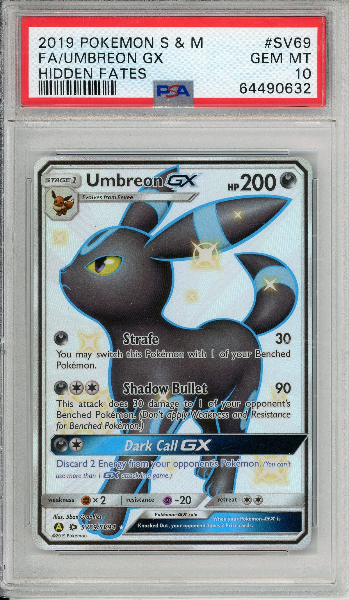 Pokemon Graded: Umbreon GX SV69/SV94 Hidden Fates (2019) Full Art Holo PSA 10