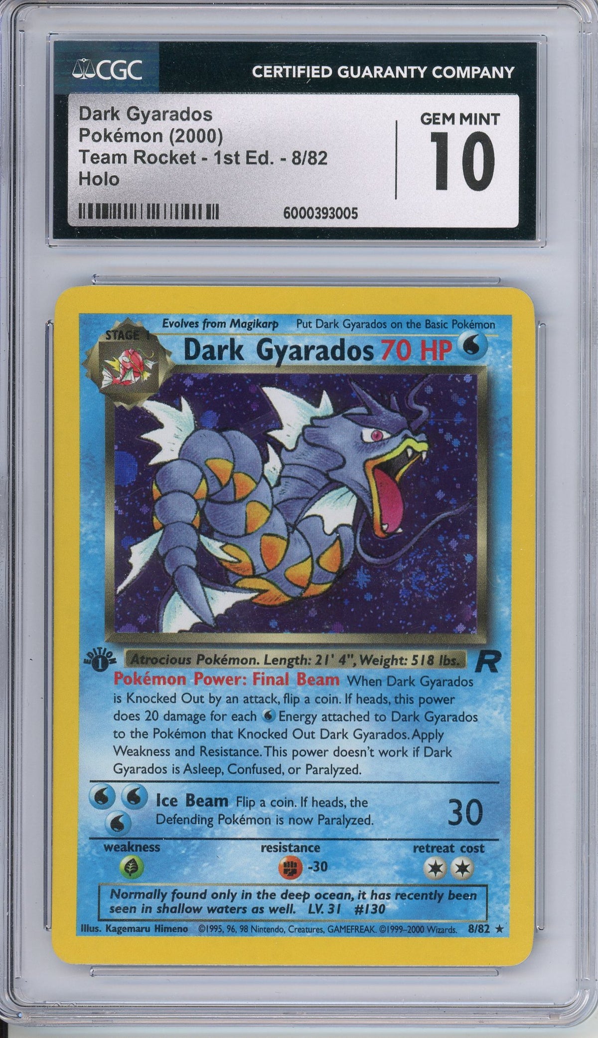 Pokemon Graded: Dark Gyarados 1st Edition CGC 10