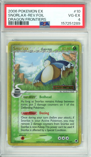 Pokemon Graded: Snorlax 10/101 Dragon Frontiers (2006) Rev Foil PSA 4