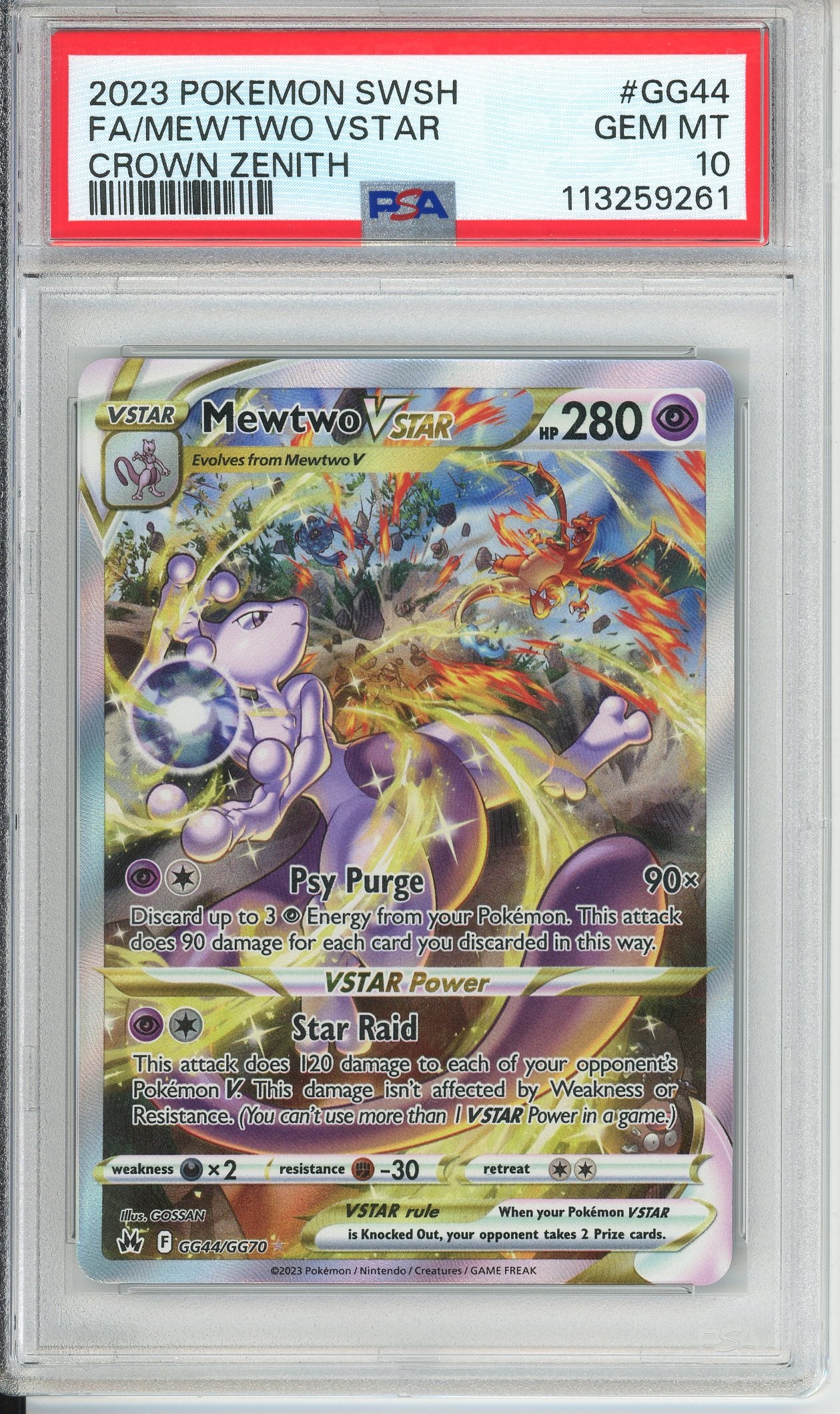 Pokemon Graded: Mewtwo VSTAR GG44/GG70 Crown Zenith (2023) Full
