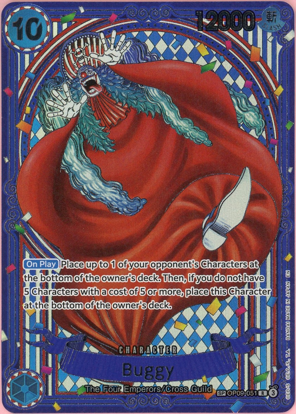 One Piece Single: Buggy Alt Art OP09-051 The Azure Seas Seven NM