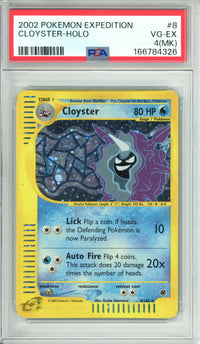 Pokemon Graded: Cloyster 8/165 Expedition (2002) Holo PSA 4