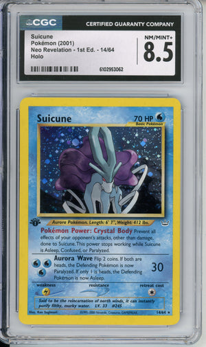 Pokemon Graded: Suicune 14/64 Neo Revelation (2001) Holo CGC 8.5