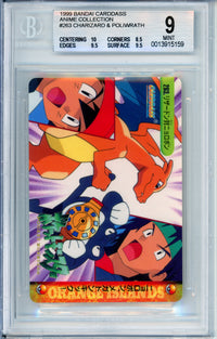 Pokemon Graded: Charizard & Poliwrath #263 Bandai Carddass (1999) Beckett 9