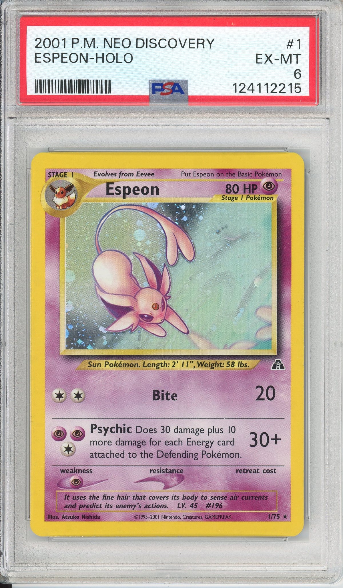 Pokemon Graded: Espeon 1/75 Neo Discovery (2001) Holo PSA 6