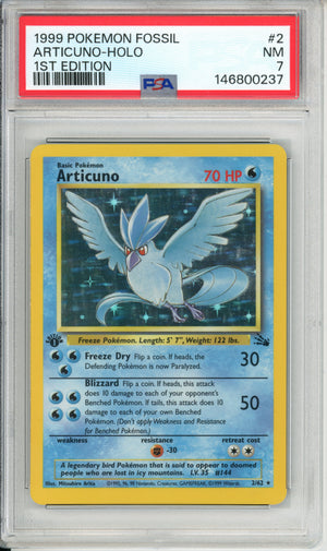 Pokemon Graded: Articuno 1st Edition 2/62 Fossil (1999) Holo PSA 7