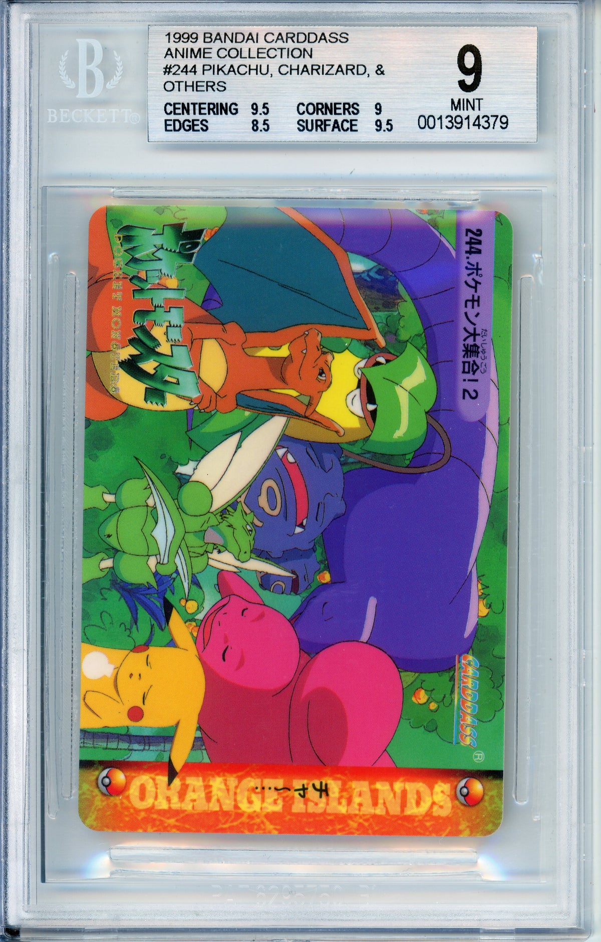 Pokemon Graded: Pikachu, Charizard, & Others #244 Bandai Carddass Anime Collection (1999) Beckett 9