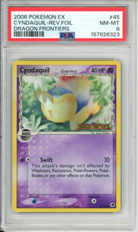 Pokemon Graded: Cyndaquil 45/101 Dragon Frontiers (2006) Rev. Foil PSA 8