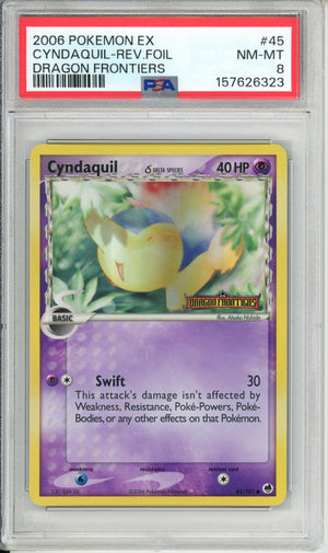 Pokemon Graded: Cyndaquil 45/101 Dragon Frontiers (2006) Rev. Foil PSA 8