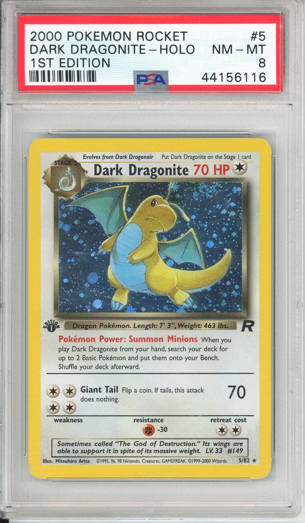 Pokemon Graded: Dark Dragonite 1st Edition 5/82 Team Rocket (2000) Holo PSA 8
