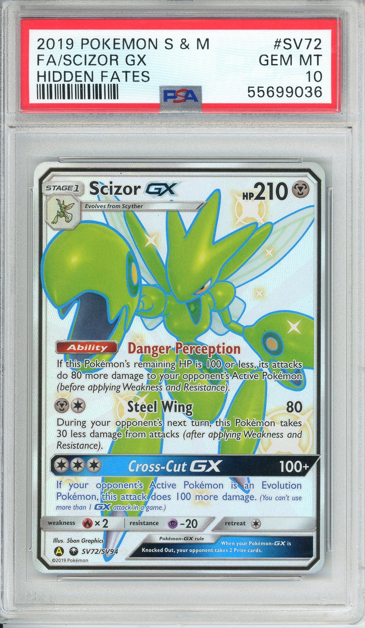 Pokemon Graded: Scizor GX SV72/SV94 Hidden Fates (2019) Full Art Holo PSA 10