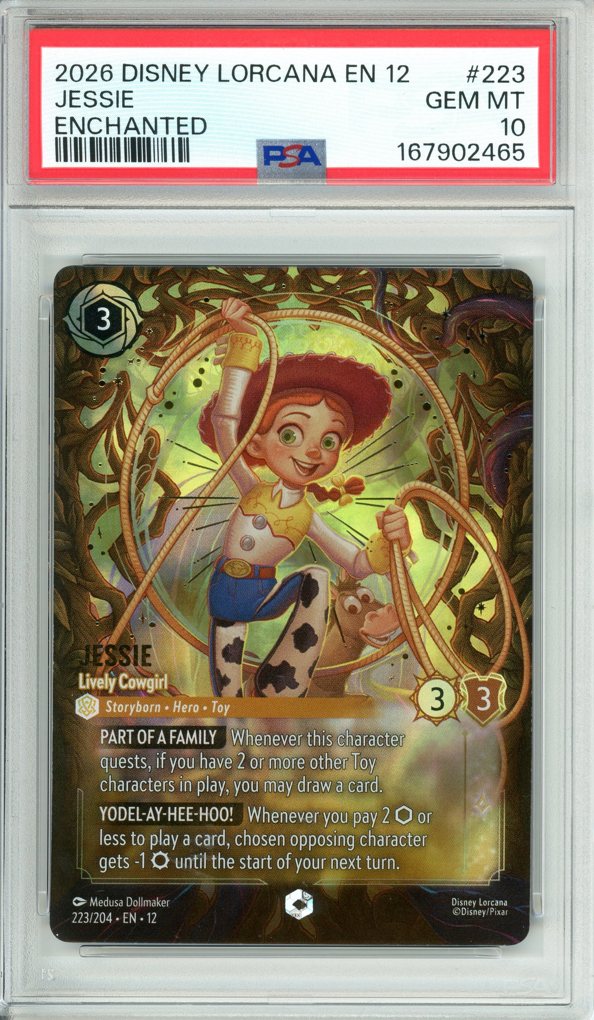 Lorcana Graded: Jessie Lively Cowgirl 223/204 Enchanted (2026) PSA 10