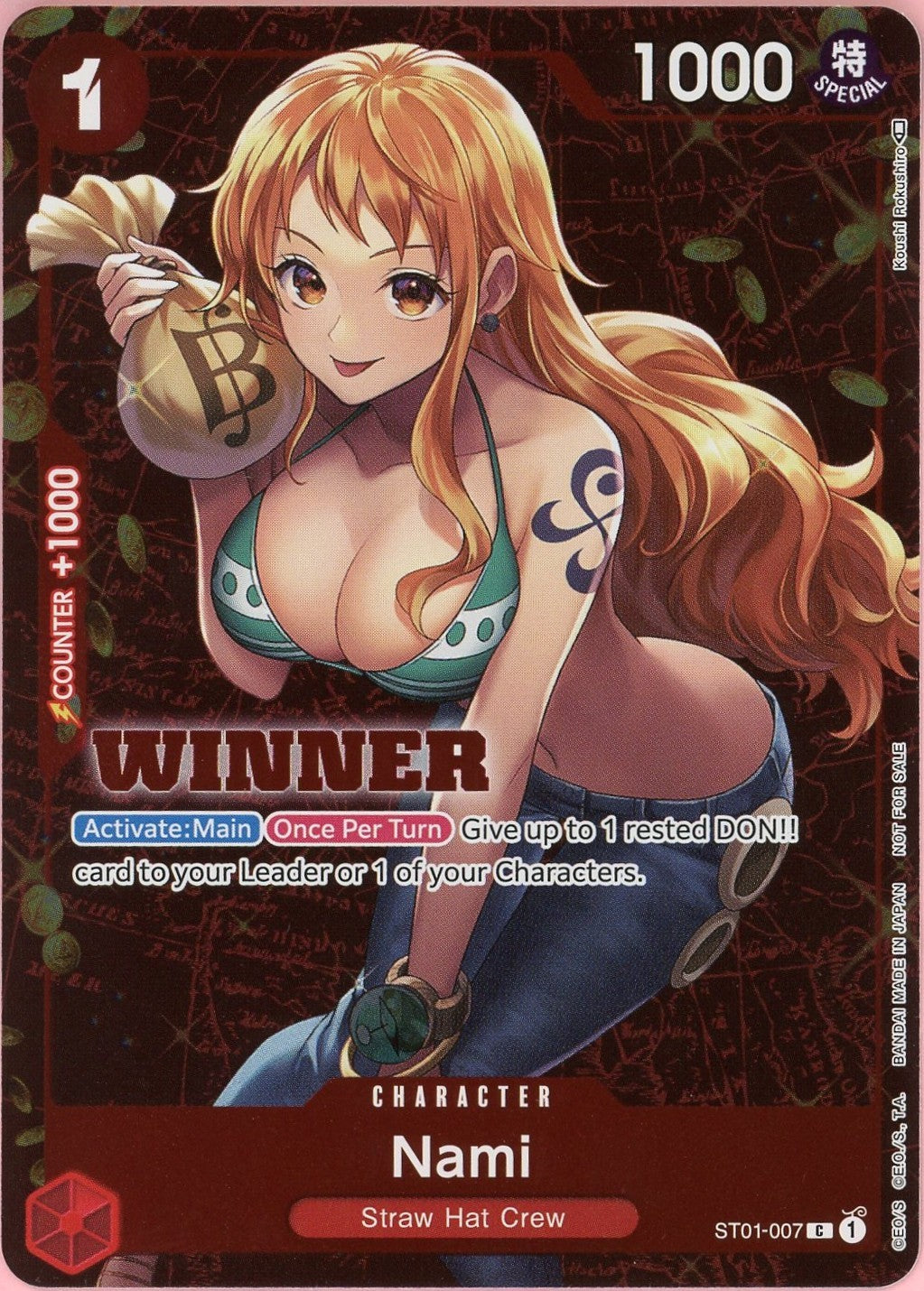 One Piece Single: Nami ST01-007 Tournament Pack Vol. 3 Winner LP