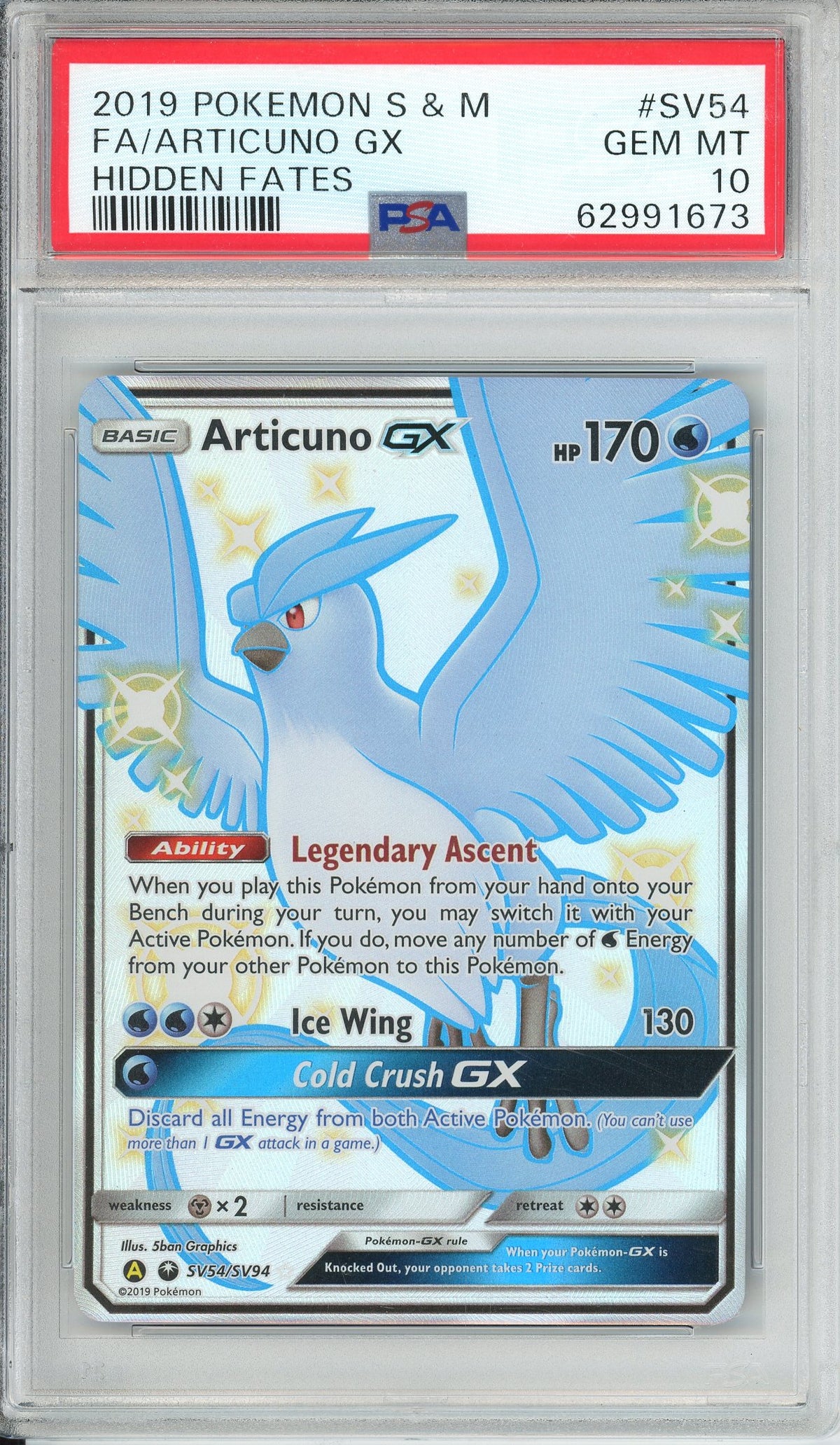 Pokemon Graded: Articuno GX SV54/SV94 Hidden Fates (2019) Full Art Holo PSA 10